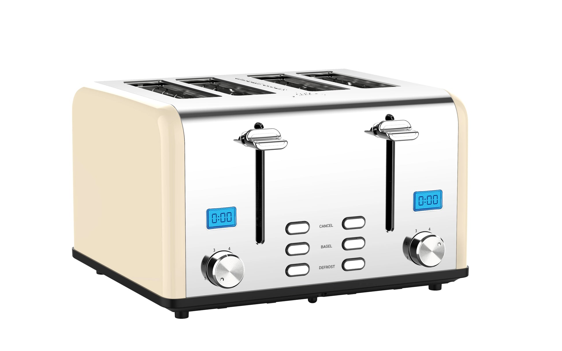 JMT-890378 Smart 4-Slice Retro Stainless Steel Toaster with Custom LCD Display for Perfectly Toasted Bread