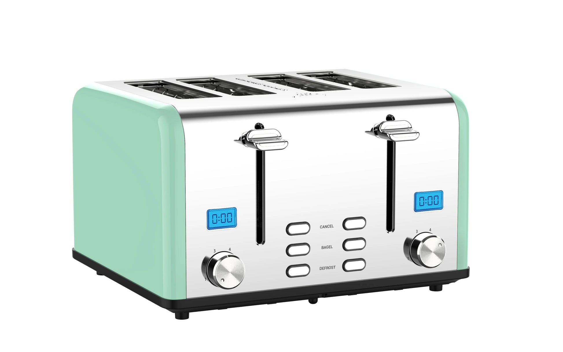 JMT-890378 Smart 4-Slice Retro Stainless Steel Toaster with Custom LCD Display for Perfectly Toasted Bread