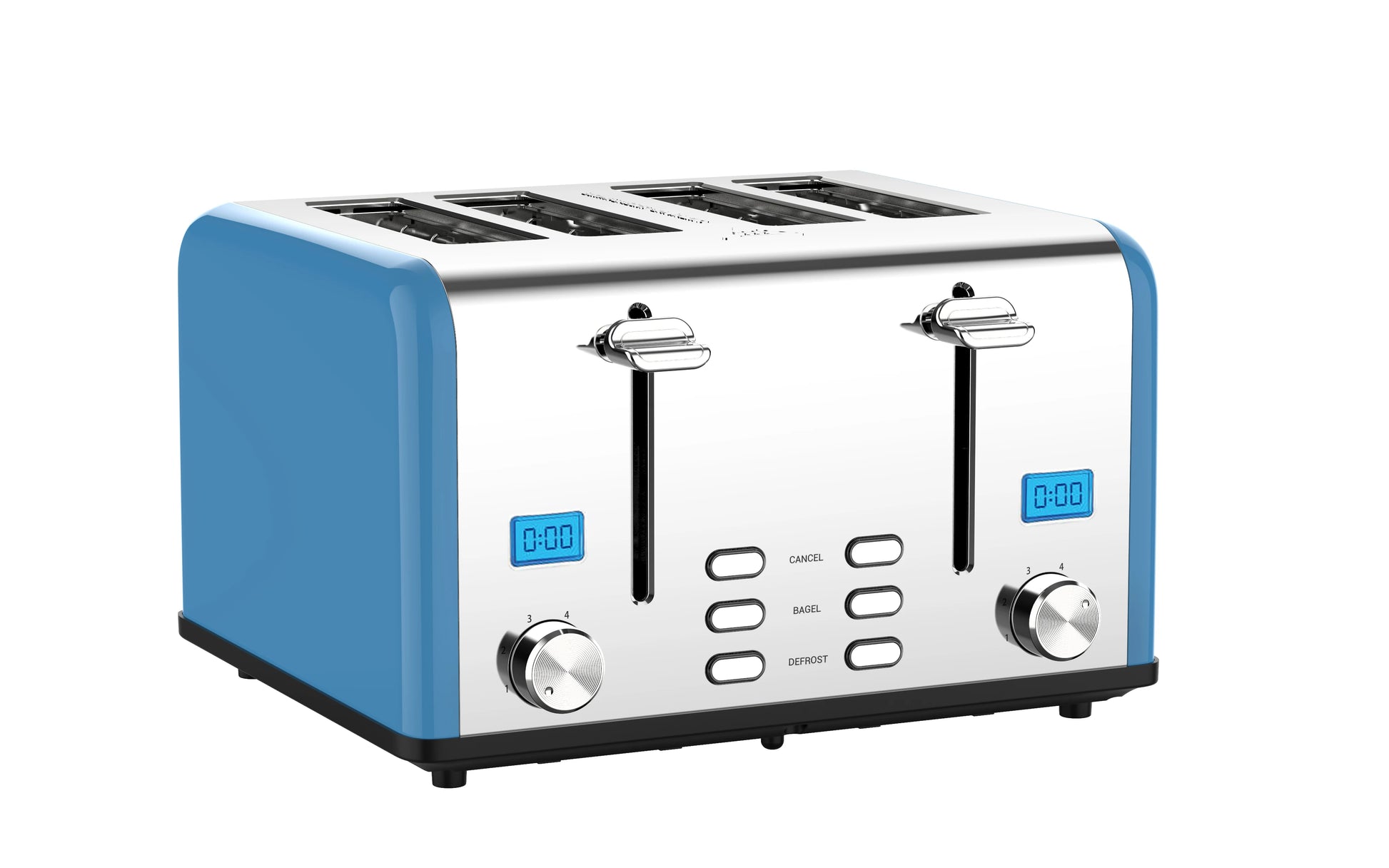 JMT-890378 Smart 4-Slice Retro Stainless Steel Toaster with Custom LCD Display for Perfectly Toasted Bread