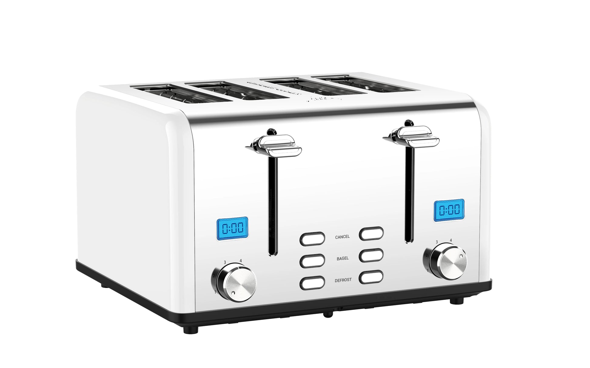 JMT-890378 Smart 4-Slice Retro Stainless Steel Toaster with Custom LCD Display for Perfectly Toasted Bread