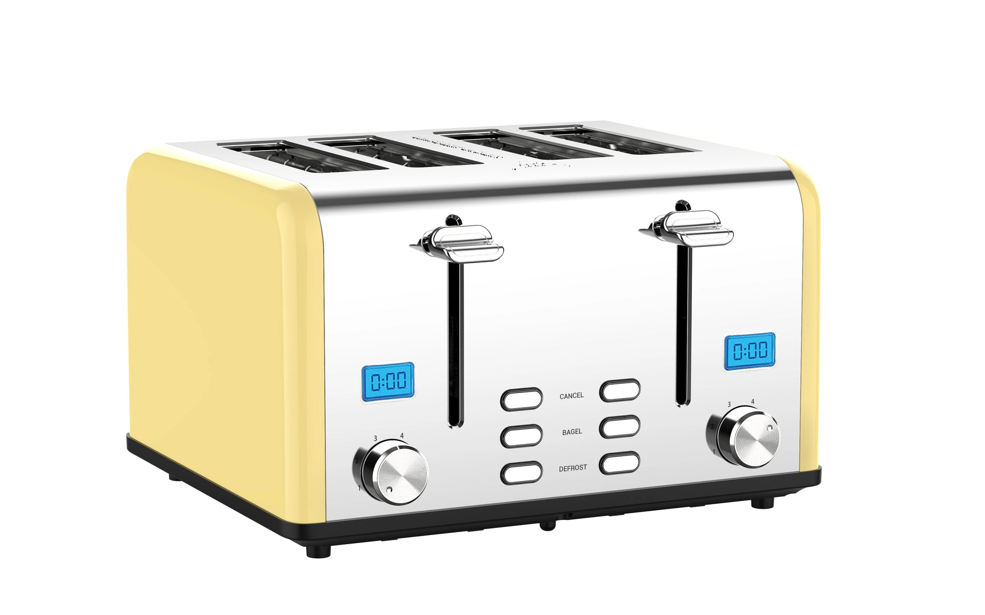 JMT-890378 Smart 4-Slice Retro Stainless Steel Toaster with Custom LCD Display for Perfectly Toasted Bread
