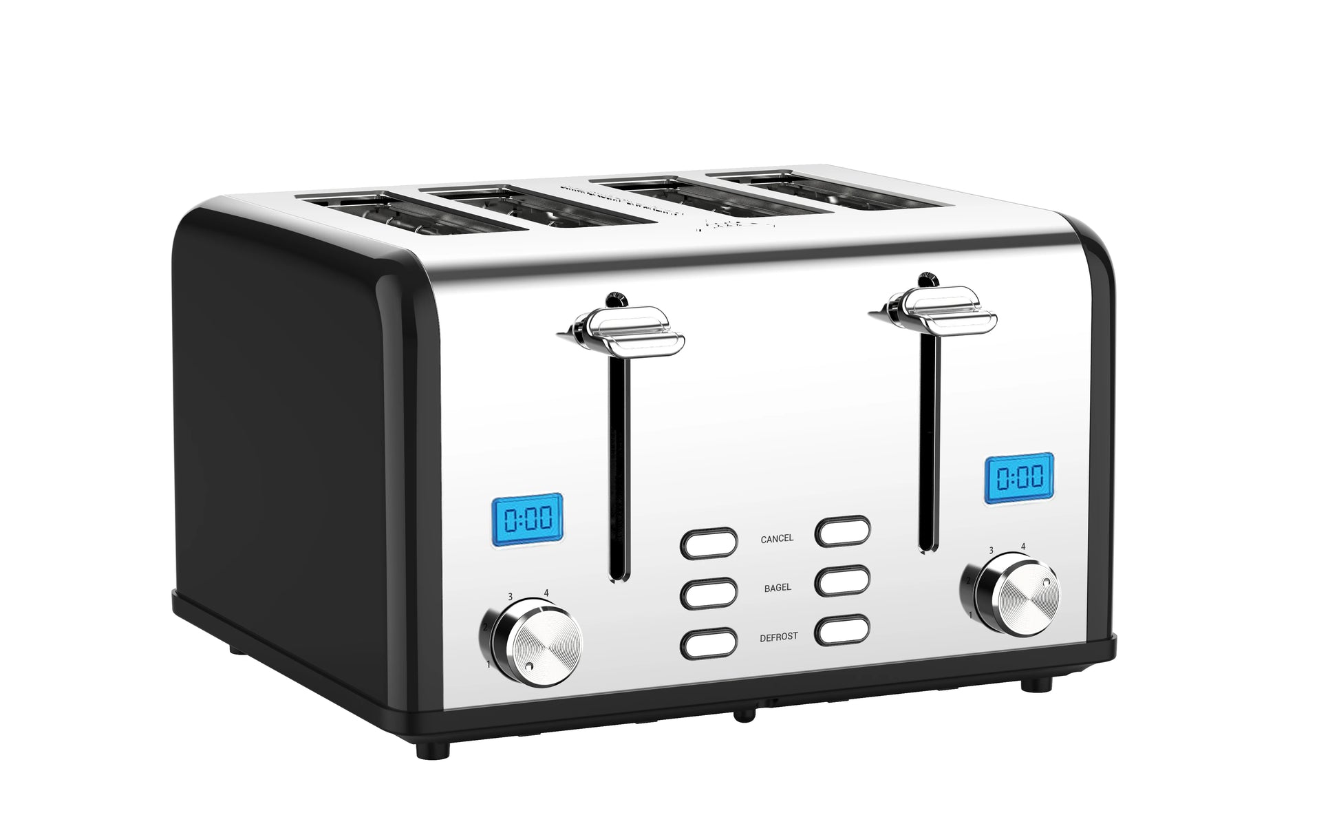 JMT-890378 Smart 4-Slice Retro Stainless Steel Toaster with Custom LCD Display for Perfectly Toasted Bread