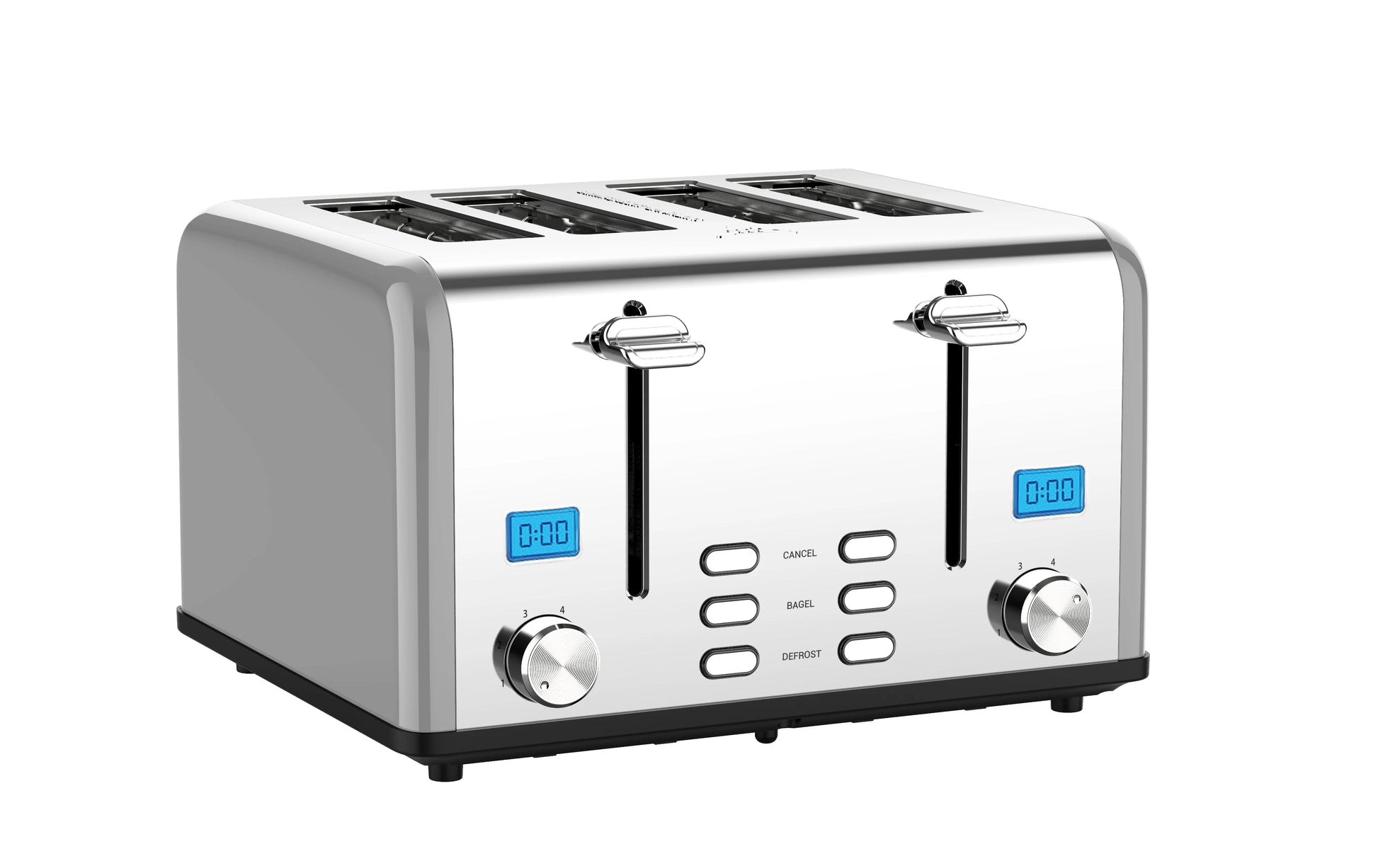 JMT-890378 Smart 4-Slice Retro Stainless Steel Toaster with Custom LCD Display for Perfectly Toasted Bread