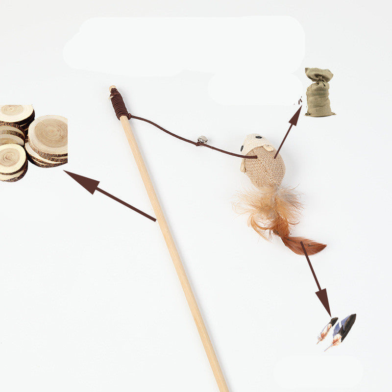 JMT-890570 Hemp Rope Cat Toy with Wooden Pole - 40cm Length