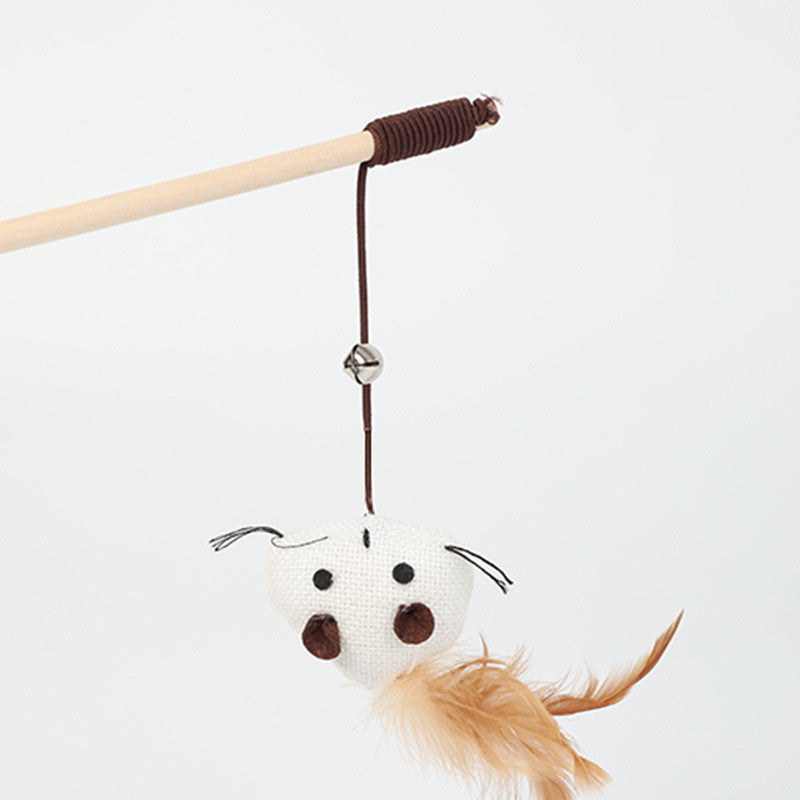 JMT-890570 Hemp Rope Cat Toy with Wooden Pole - 40cm Length