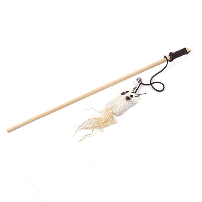 JMT-890570 Hemp Rope Cat Toy with Wooden Pole - 40cm Length