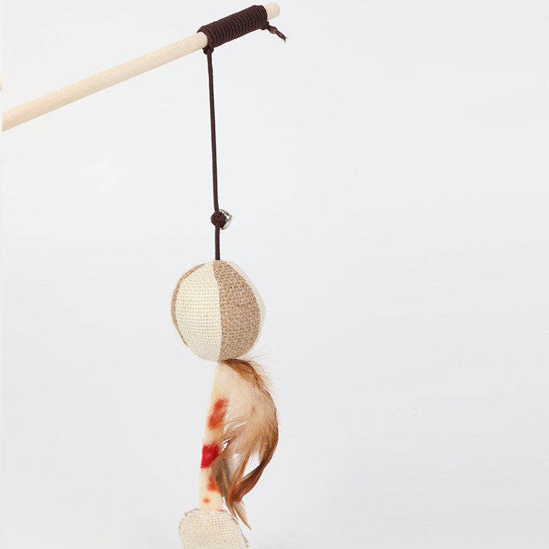 JMT-890570 Hemp Rope Cat Toy with Wooden Pole - 40cm Length