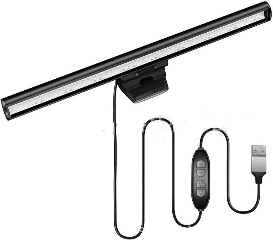 JMT-890762 LED Laptop Screen Hanging Lamp with Eye Protection - USB Powered, Modern Black Design