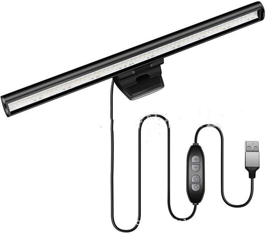 JMT-890762 LED Laptop Screen Hanging Lamp with Eye Protection - USB Powered, Modern Black Design