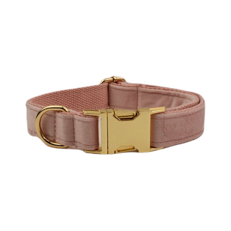 JMT-890762 Velvet Fabric Dog Collar Set with Leash, Bow, Flower, Vest, and Poop Bag - Scalable Sizes XS to XL