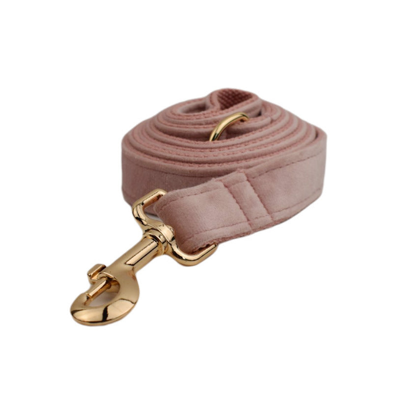 JMT-890762 Velvet Fabric Dog Collar Set with Leash, Bow, Flower, Vest, and Poop Bag - Scalable Sizes XS to XL