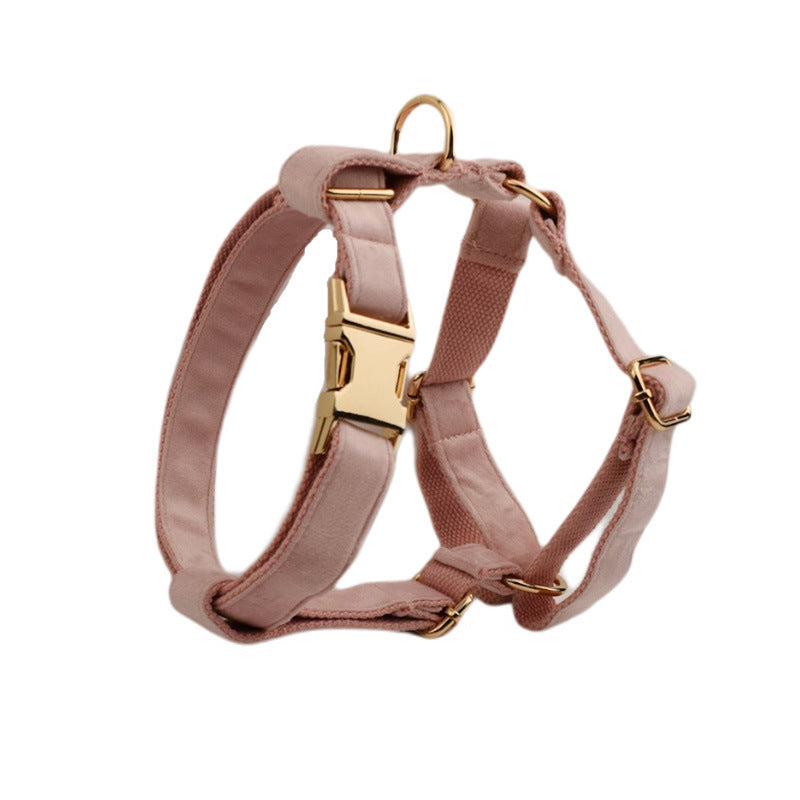 JMT-890762 Velvet Fabric Dog Collar Set with Leash, Bow, Flower, Vest, and Poop Bag - Scalable Sizes XS to XL