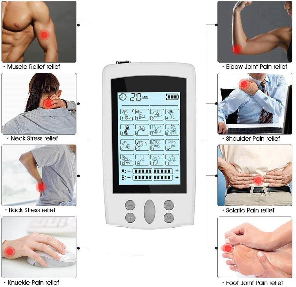 JMT-890826 Double 16 Mode Rechargeable TENS Neck Massager for Head, Neck, Back, and Legs