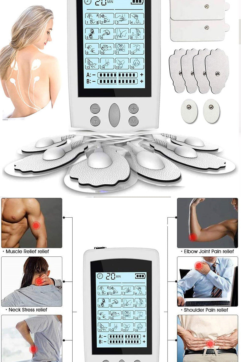 JMT-890826 Double 16 Mode Rechargeable TENS Neck Massager for Head, Neck, Back, and Legs