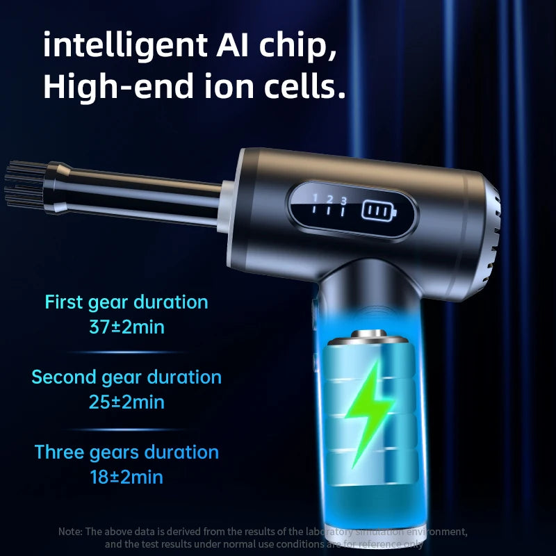 JMT-890890 2-in-1 Turbo Air Blower Vacuum Cleaner for Cars and Computers - High-Pressure Air Duster with Big Jet Fan Technology