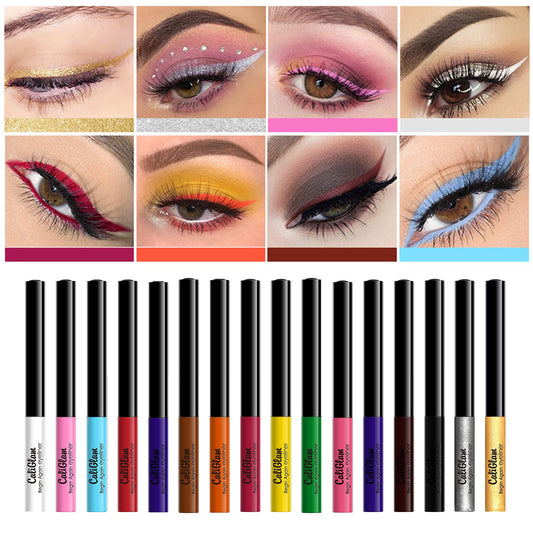 JMT-891018 Waterproof Long-Lasting Liquid Eyeliner Set - 16 Colors, Fine Tip, Non-Smudge