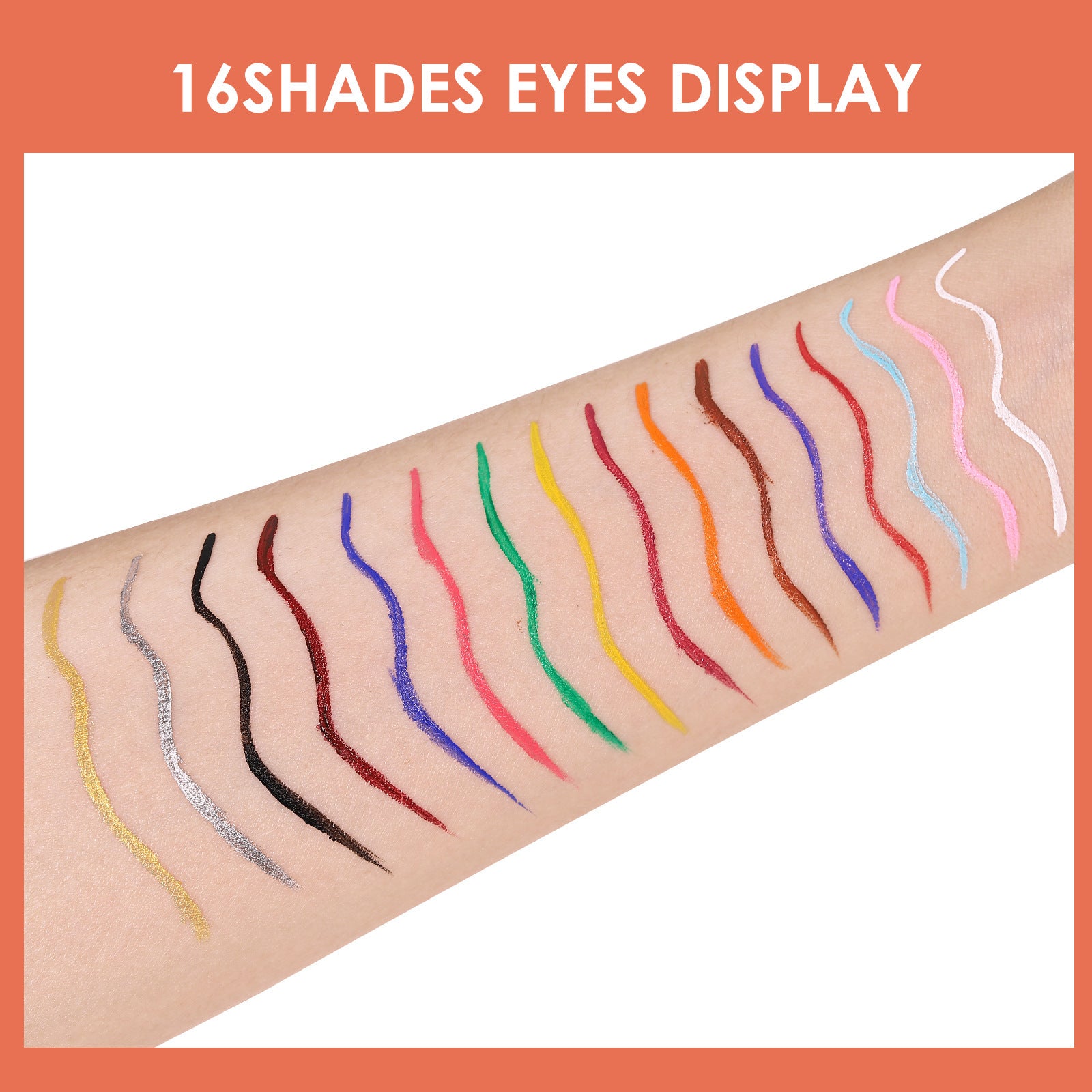 JMT-891018 Waterproof Long-Lasting Liquid Eyeliner Set - 16 Colors, Fine Tip, Non-Smudge