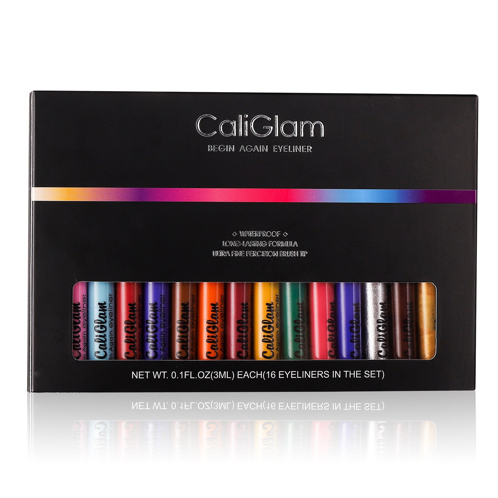 JMT-891018 Waterproof Long-Lasting Liquid Eyeliner Set - 16 Colors, Fine Tip, Non-Smudge