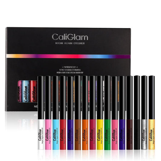 JMT-891018 Waterproof Long-Lasting Liquid Eyeliner Set - 16 Colors, Fine Tip, Non-Smudge