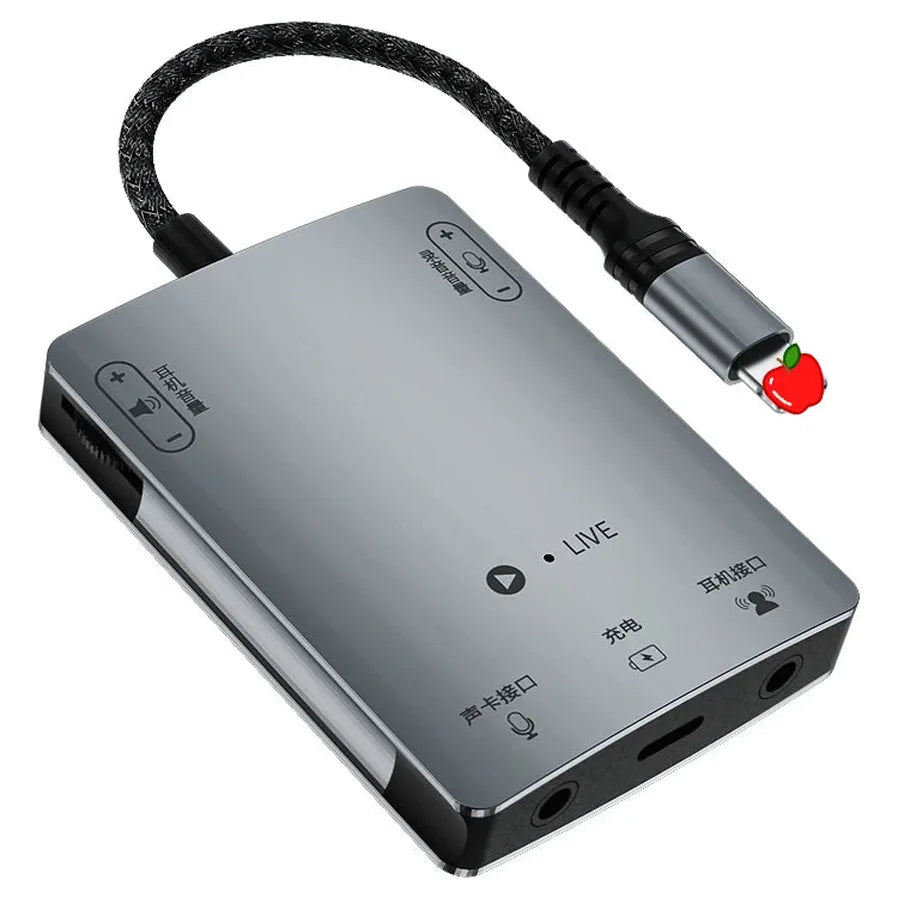 JMT-891082 Type-C Live Broadcast Adapter for Apple and Huawei Mobile Phones - Voice and Call Sound Card Converter