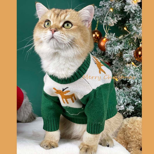 JMT-891210 Cozy Knitted Christmas Sweater for Dogs - Wool Blend, Seasonal Colors Available