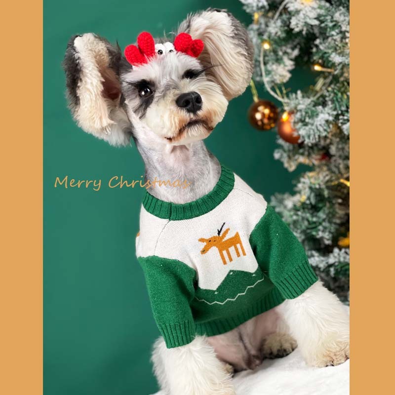 JMT-891210 Cozy Knitted Christmas Sweater for Dogs - Wool Blend, Seasonal Colors Available