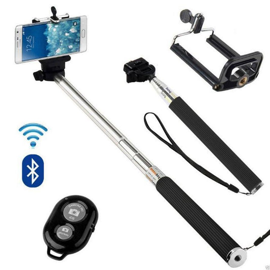 JMT-891594 Telescopic Stainless Steel 7-Section Selfie Stick with U-Shaped Clip for Convenient Captures
