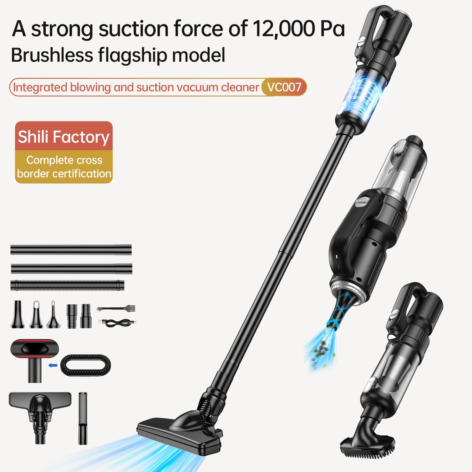 JMT-892042 Portable Wireless Handheld Vacuum Cleaner with Brushless Motor and Ultra-Powerful Suction
