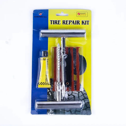 JMT-892362 Auto Repair Tool Kit with Stainless Steel Drill - 9-Piece Set for Bike, Car, and Truck Tire Repairs