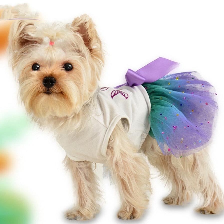 JMT-892362 Sapphire Blue Gradient Starry Sky Pet Skirt for Dogs in Various Sizes