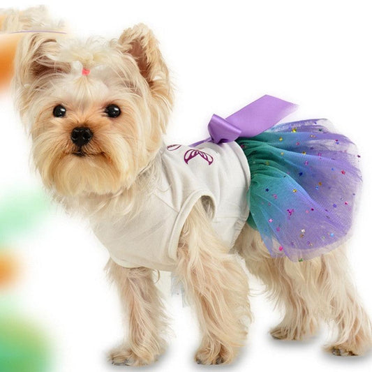 JMT-892362 Sapphire Blue Gradient Starry Sky Pet Skirt for Dogs in Various Sizes