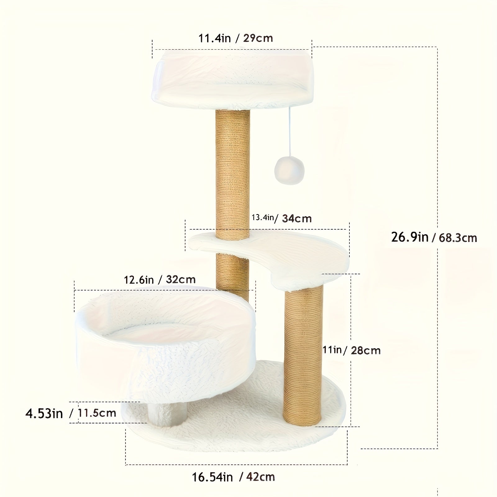 JMT-892746 Elegant Cat Tree with Scratching Posts - Durable Wooden Fiber Design, Effortless Assembly for Cats