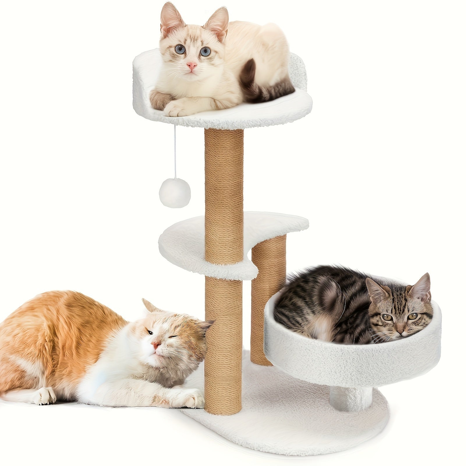 JMT-892746 Elegant Cat Tree with Scratching Posts - Durable Wooden Fiber Design, Effortless Assembly for Cats