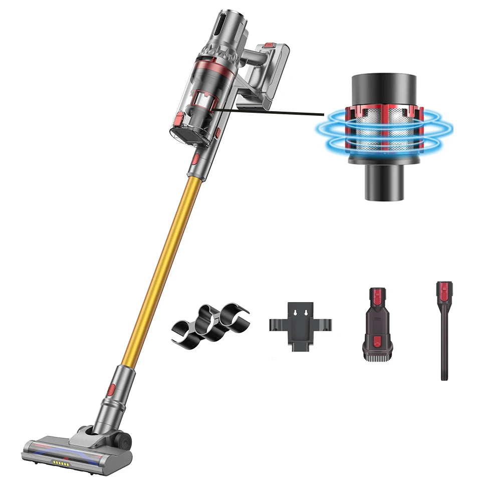 JMT-893194 Cordless Spin Dust Tool Vacuum Cleaner for Deep Cleaning - 34000PA Suction Power, 450W Battery-Powered Stick for Household Use