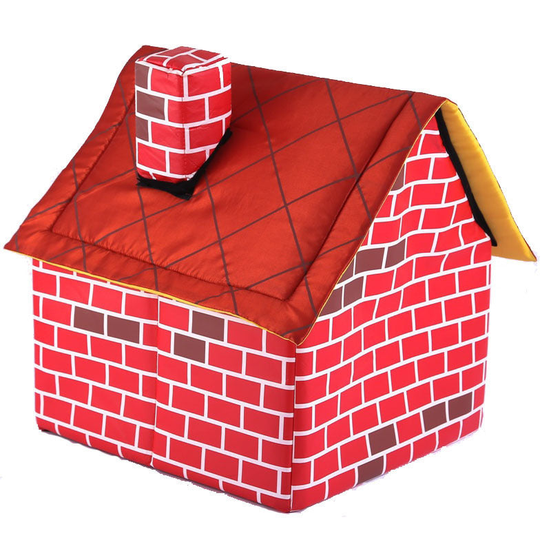 JMT-893194 Cozy Cat Litter Cabin with Removable Cushion – Brick Color, 39x40.5x44CM