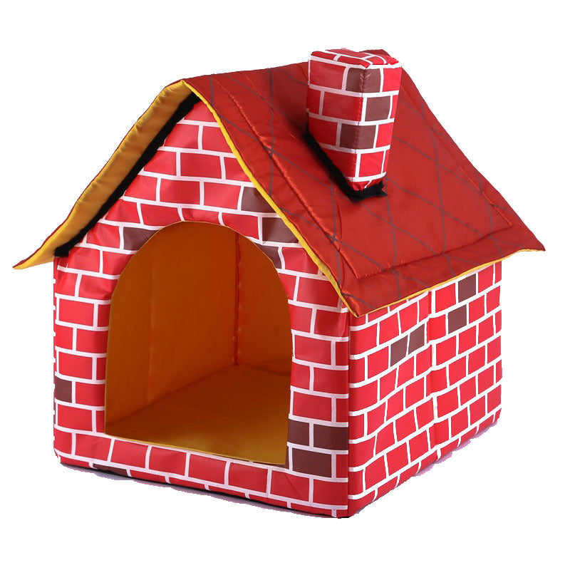 JMT-893194 Cozy Cat Litter Cabin with Removable Cushion – Brick Color, 39x40.5x44CM
