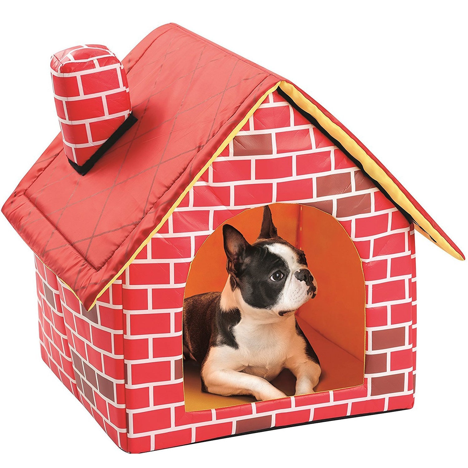 JMT-893194 Cozy Cat Litter Cabin with Removable Cushion – Brick Color, 39x40.5x44CM