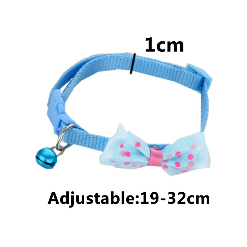 JMT-893386 Adjustable Nylon Cat Collar with Bowknot and Bell – Multi-Color Options