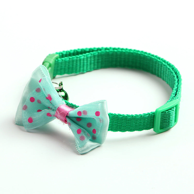 JMT-893386 Adjustable Nylon Cat Collar with Bowknot and Bell – Multi-Color Options
