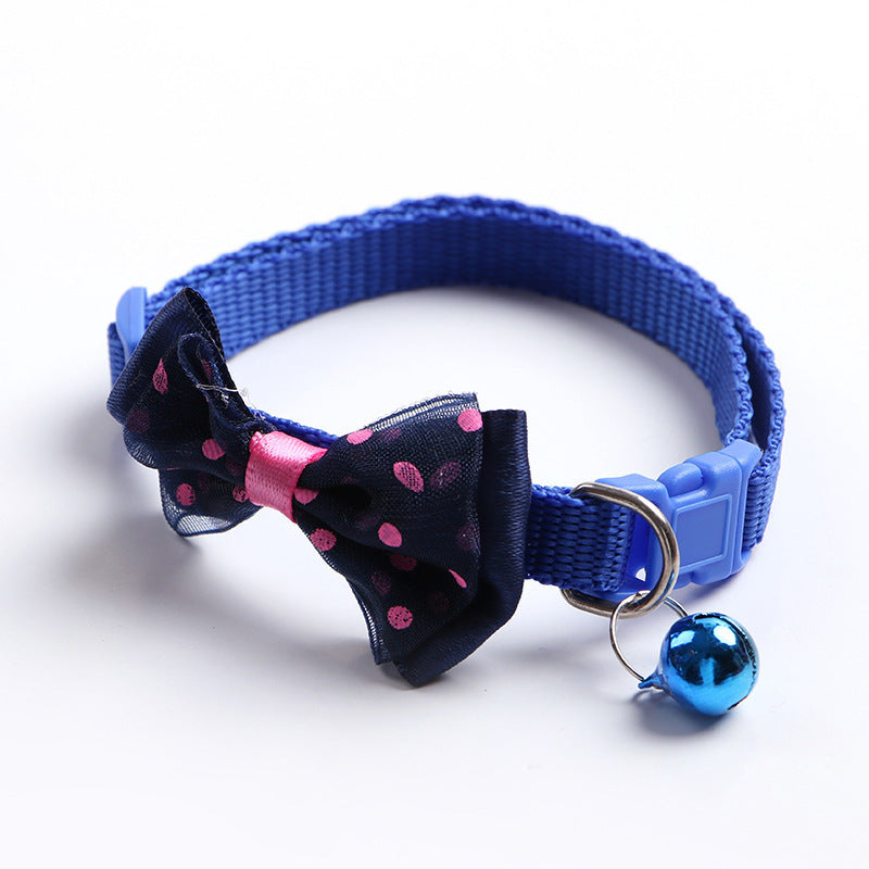 JMT-893386 Adjustable Nylon Cat Collar with Bowknot and Bell – Multi-Color Options