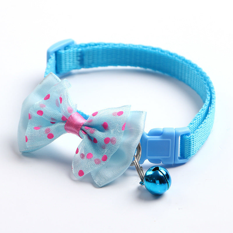JMT-893386 Adjustable Nylon Cat Collar with Bowknot and Bell – Multi-Color Options