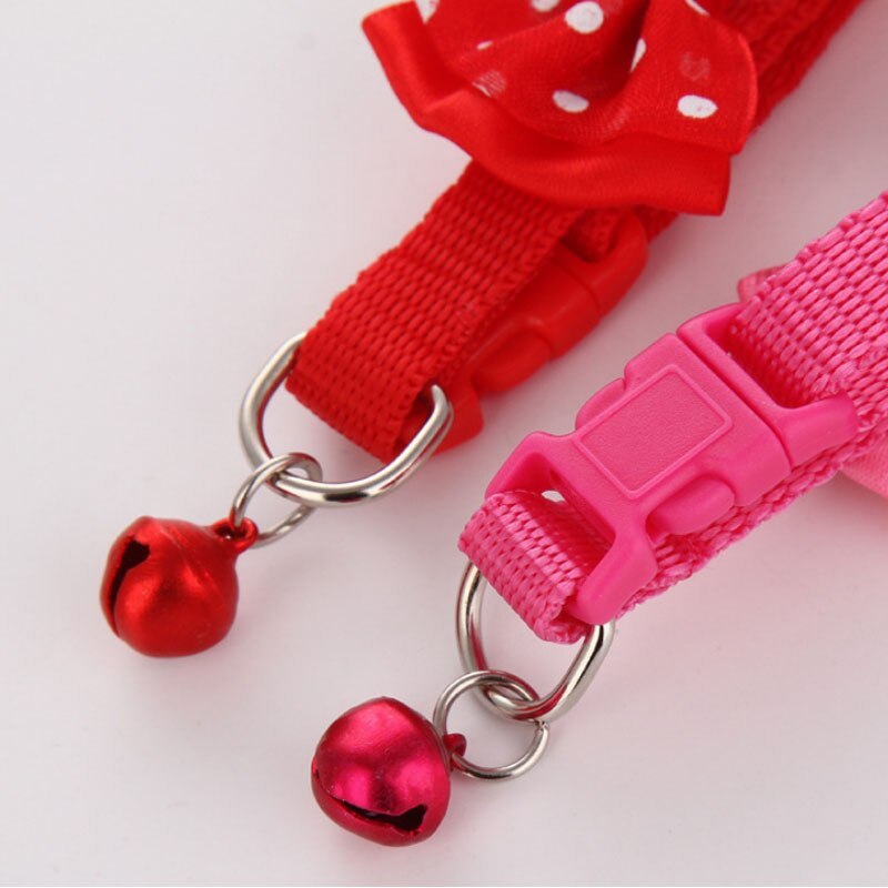 JMT-893386 Adjustable Nylon Cat Collar with Bowknot and Bell – Multi-Color Options