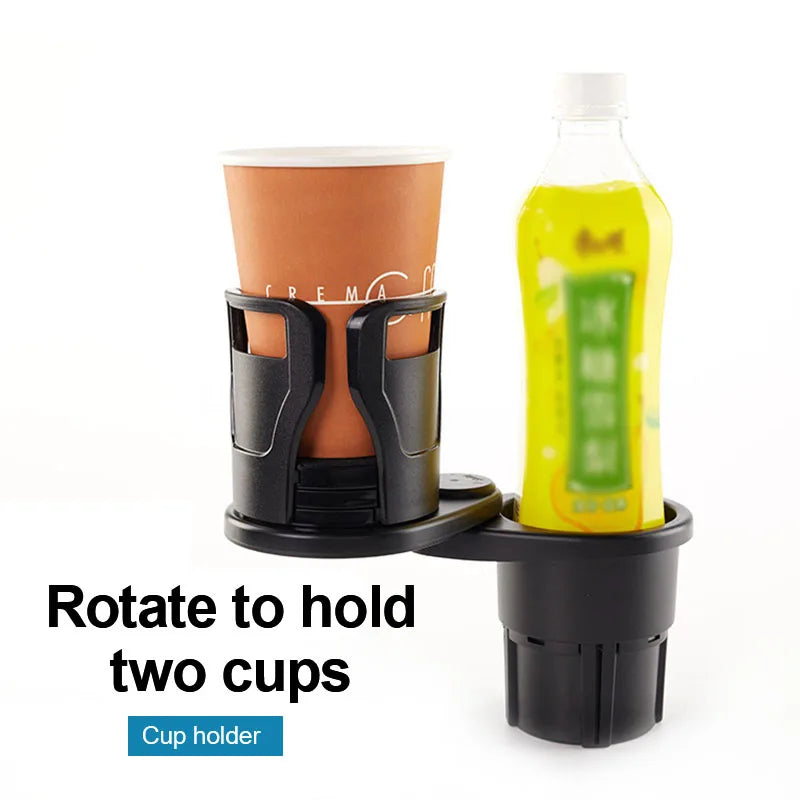 JMT-893514 Dual Compartments Car Beverage Holder for Tea and Water Mugs