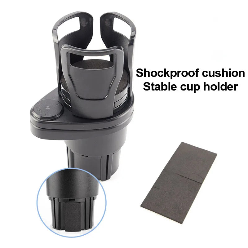 JMT-893514 Dual Compartments Car Beverage Holder for Tea and Water Mugs