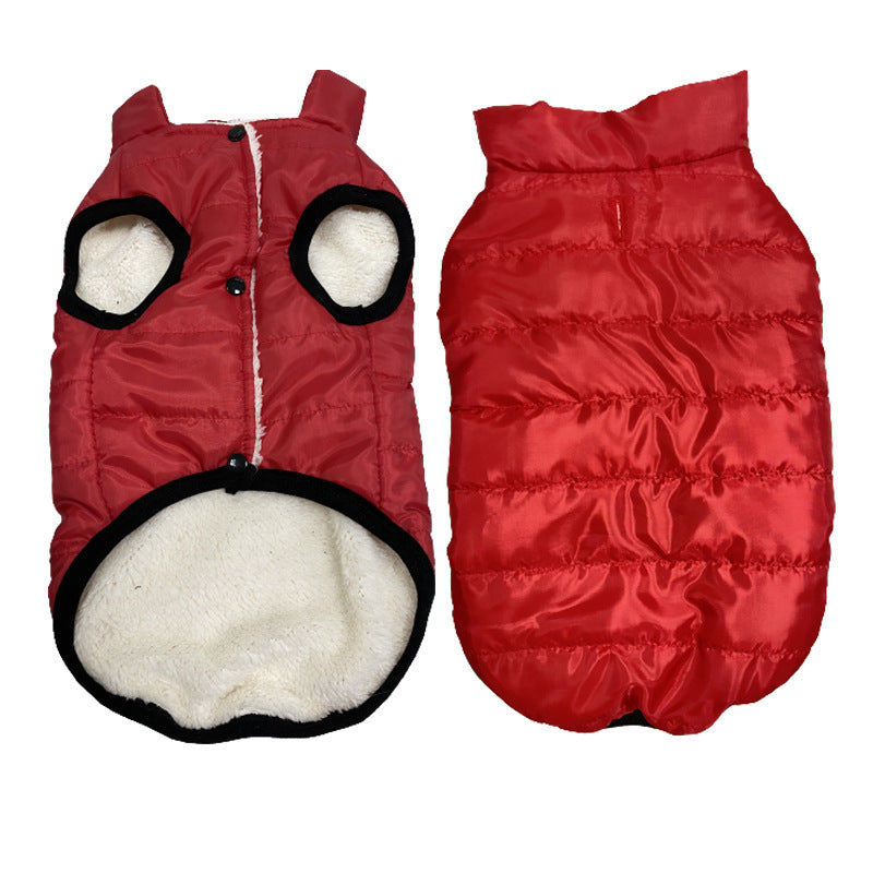 JMT-893514 Waterproof Windproof Fleece-Lined Dog Vest in Red, Black, Light Blue, and Plaid - Sizes S to XXL