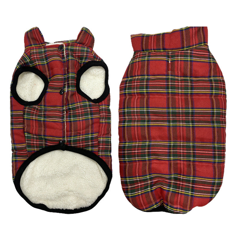 JMT-893514 Waterproof Windproof Fleece-Lined Dog Vest in Red, Black, Light Blue, and Plaid - Sizes S to XXL
