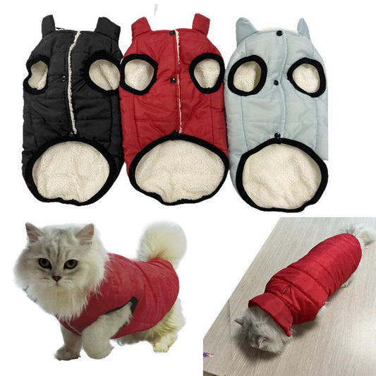 JMT-893514 Waterproof Windproof Fleece-Lined Dog Vest in Red, Black, Light Blue, and Plaid - Sizes S to XXL