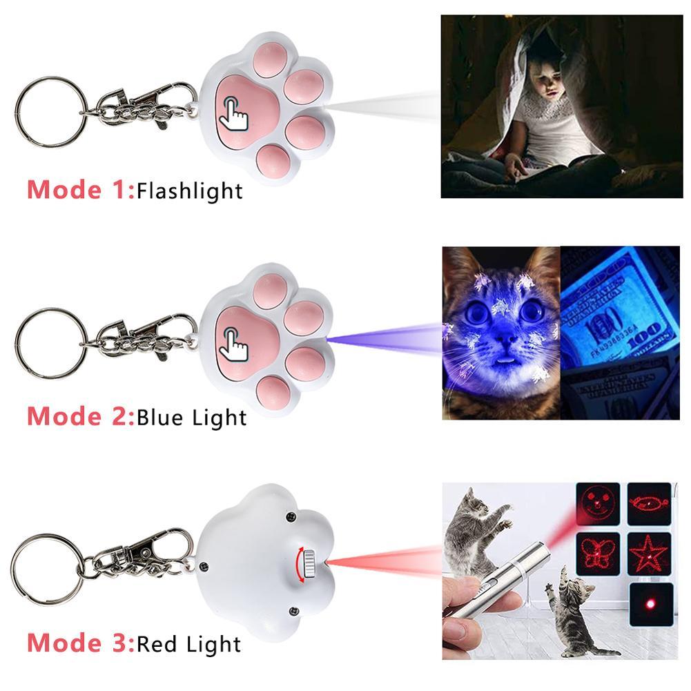 JMT-893706 Rechargeable Infrared Teaser Toy with Key Chain and Various Patterns for Cat Entertainment
