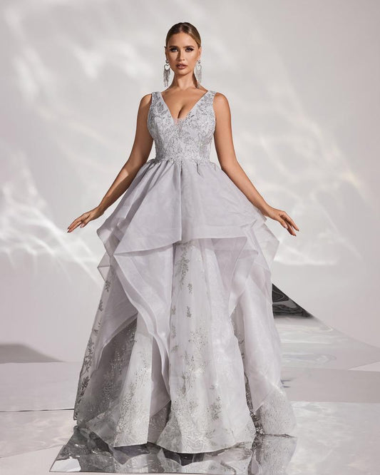 JMT-893962 Silver Evening Dress for Women - Model SH0190
