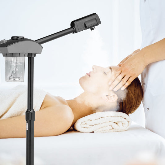 JMT-894026 Adjustable Facial Steamer with Detachable Nozzle and Rolling Casters, Black, 110V, Ideal for Salon and Home Use